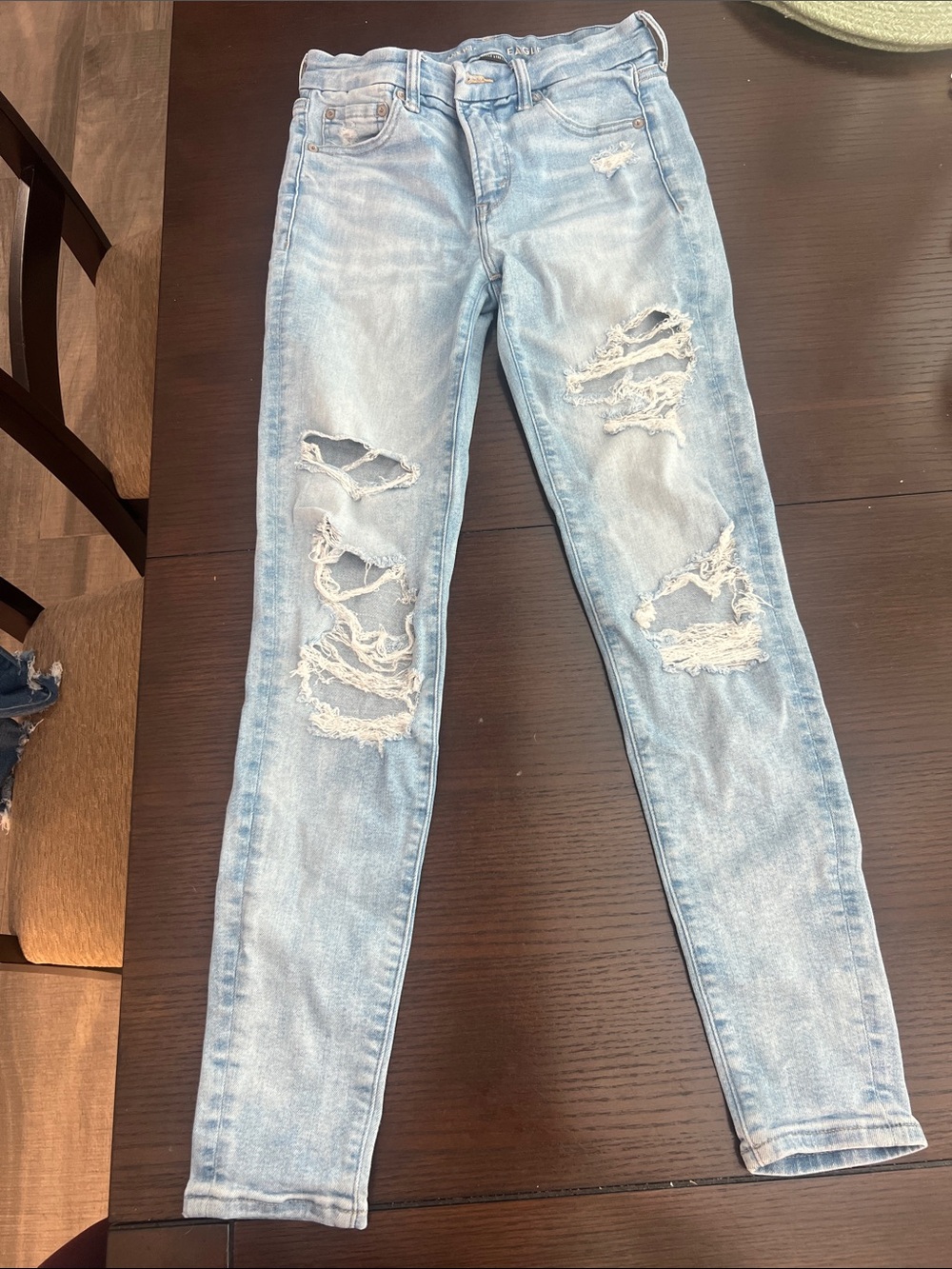 American Eagle Outfitters Light Blue Ripped Skinny Jeans
